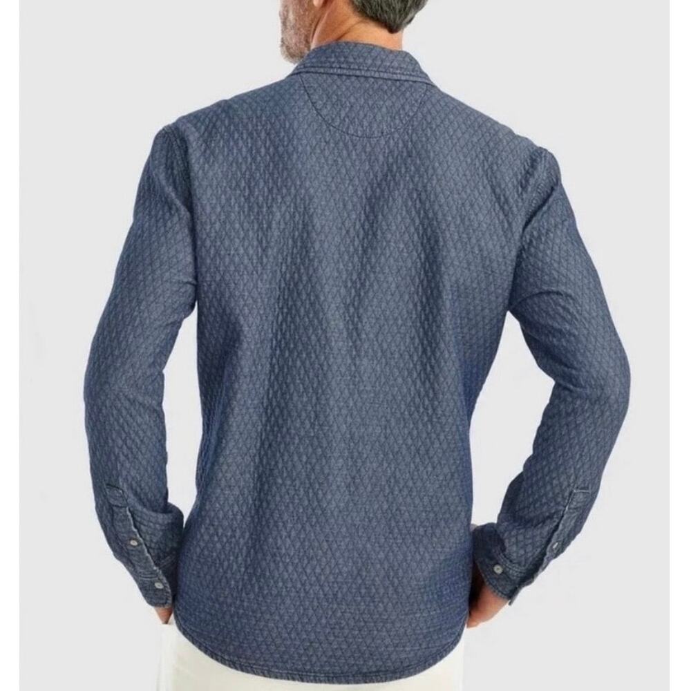 Johnnie-O Men's Haskell Indigo Dyed Quilted Shirt Jacket Shacket Casual - Large - Picture 2 of 16